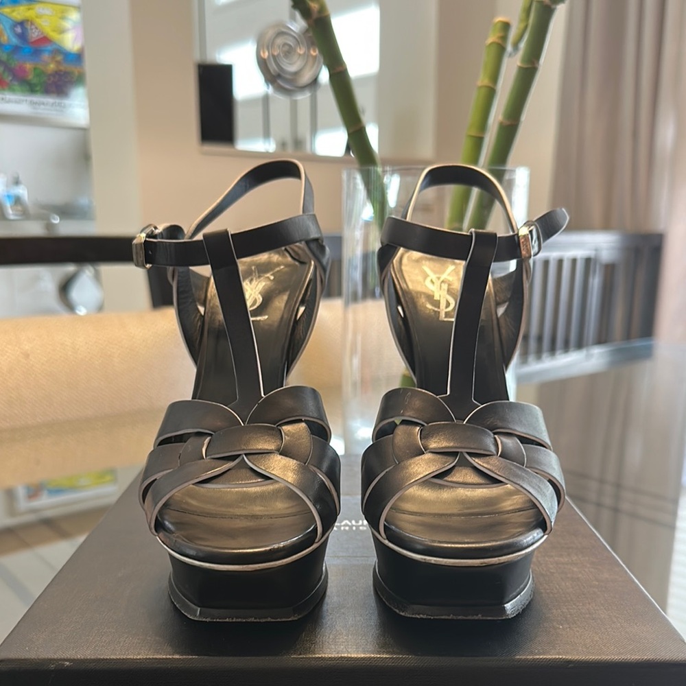 Yves Saint Laurent Black Women's Tribute Platform Sandals